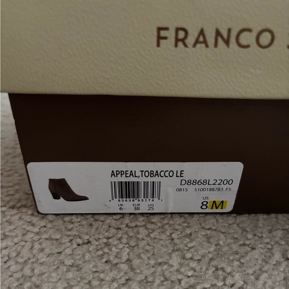 Franco Sarto Appeal Heel Suede Ankle Booties - Tobacco - Picture 2 of 6